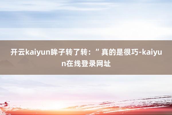 开云kaiyun眸子转了转：”真的是很巧-kaiyun在线登录网址