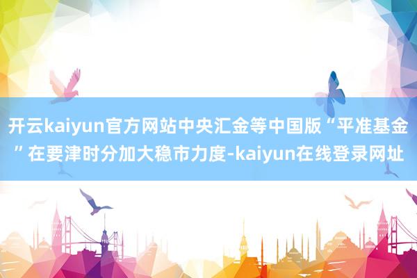 开云kaiyun官方网站中央汇金等中国版“平准基金”在要津时分加大稳市力度-kaiyun在线登录网址