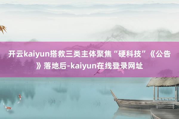 开云kaiyun　　搭救三类主体聚焦“硬科技”　　《公告》落地后-kaiyun在线登录网址